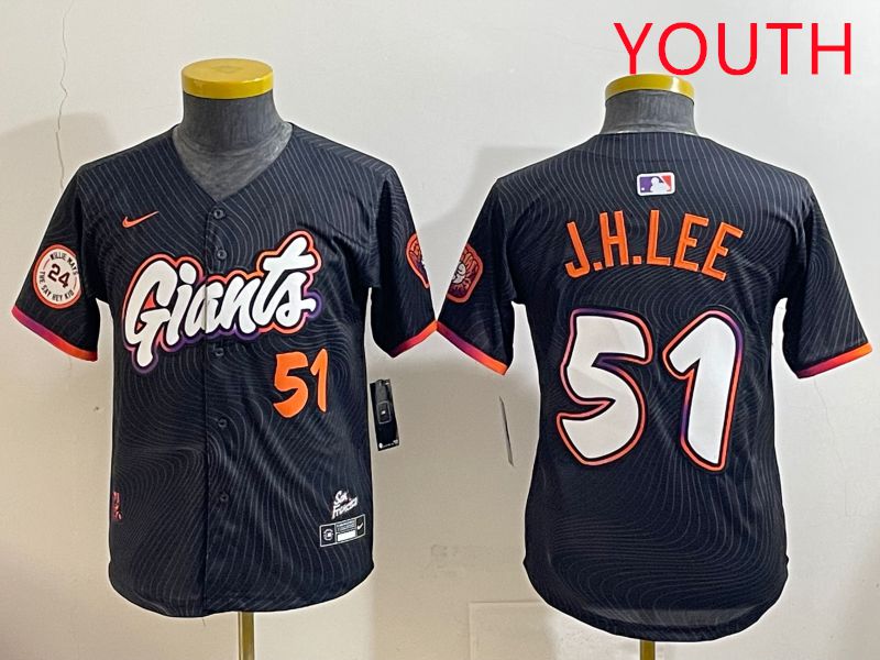 Youth San Francisco Giants #51 J.H.Lee Black Joint Name 2025 Nike MLB Jersey style 8